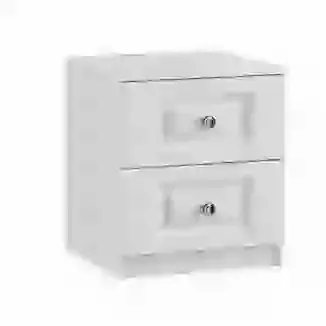 Crystal Knob 2 Drawer Bedside Chest White or Cashmere